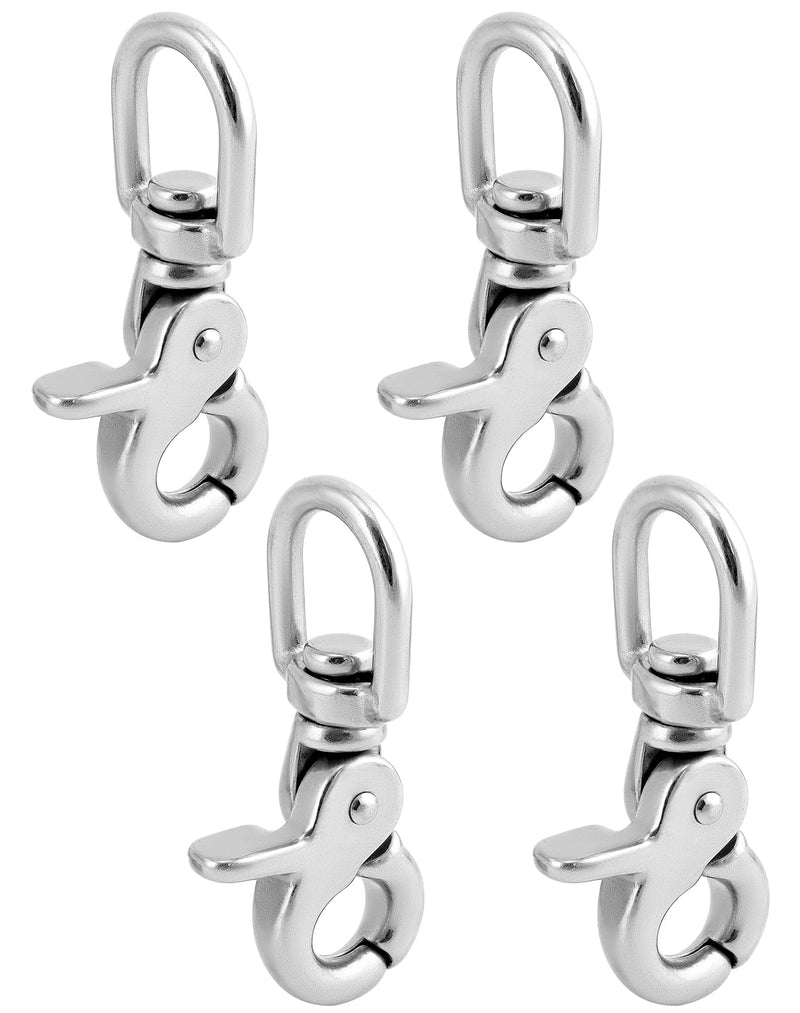 [Australia - AusPower] - QWORK Swivel Trigger Snap Hook, 4 Pack 2.56" Marine Grade Stainless Steel 316 Swivel Trigger Clip Hook, 130 Lbs Capacity, for Cages, Dog Leash, Flag Pole, Bag, Key Ring 
