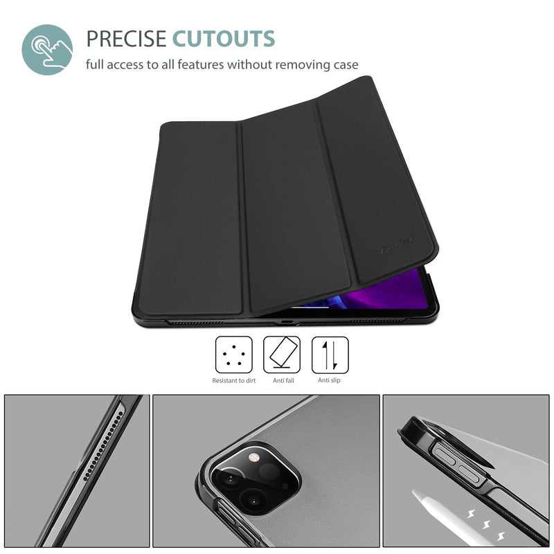 [Australia - AusPower] - Smart Case for iPad Pro 12.9 2022/2021/2020/2018, Slim Stand Hard Back Shell Smart Cover for iPad Pro 12.9 6th Generation 2022 / 5th Gen 2021 / 4th Gen 2020 / 3rd Gen 2018 -Black Black 