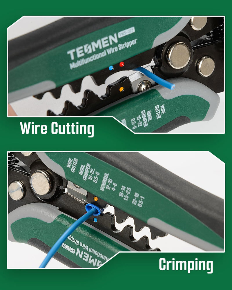 [Australia - AusPower] - TESMEN TN-213 Non-Contact Voltage Tester, TWS-322 Wire Stripper and TM-510 Digital Multimeter - AC/DC Voltage, Resistance, Continuity, NCV & Wire Handling Combo 