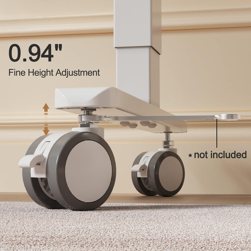 [Australia - AusPower] - JOY worker Lockable Stem Caster Wheels Set of 4, Metric M8 Nylon Threaded Swivel Caster, 2.5 Inch Stem Casters Replacement for Standing Desk & Mobile Desk, Each Load Capacity 110lbs, White 