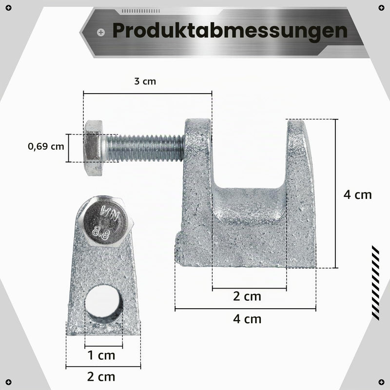 Pack of 10 carrier clamps, stand-up seam clamp, carrier clamp holder made of galvanised steel for ventilation and other systems, M20 C shaped wooden beams for bridge construction, building construction