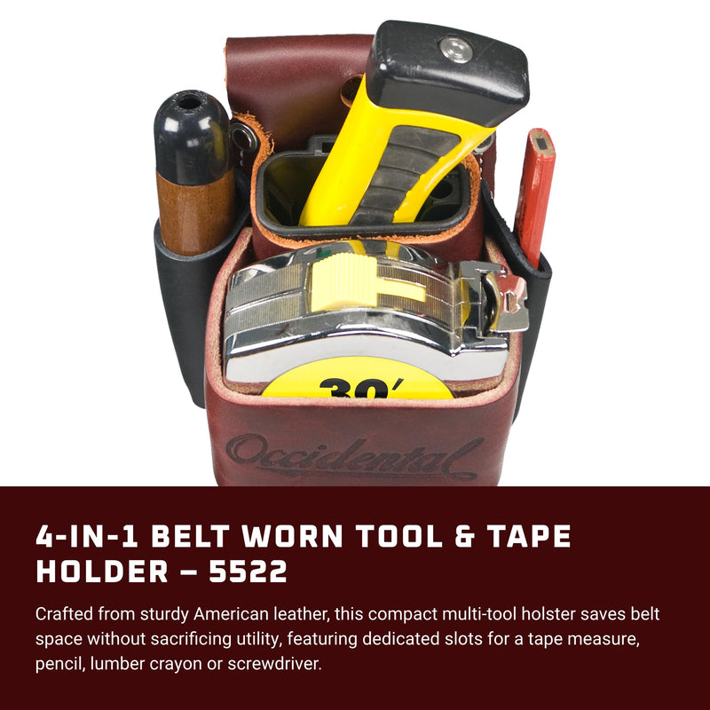 Occidental Leather Belt Worn 4 in 1 Tool/Tape Holder - Provides 4x the Tool Capacity - Includes 2003 Oxy Tool Shield - Made in USA