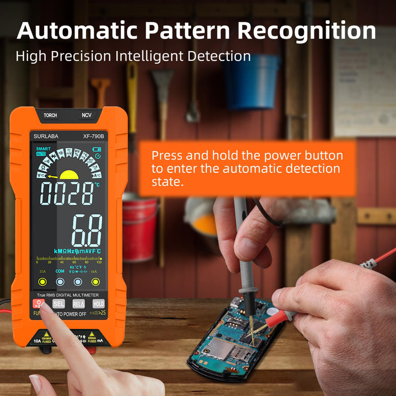 [Australia - AusPower] - Digital Multimeter TRMS 6000 Counts, Auto-Ranging Voltmeter with Non-Contact Voltage Tester, Electric Tester with Voltage, Current, Resistance, Rechargeable Battery & Data Hold for Automotive 