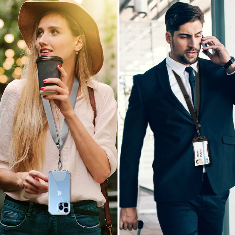 [Australia - AusPower] - CACOE Phone Lanyard 2 Pack-2× Adjustable Neck Strap,2× Phone Patches,Universal Cell Phone Multifuctional Patch Lanyards Compatible with Most Smartphones(Black+Gray) Black+gray 21.65" 