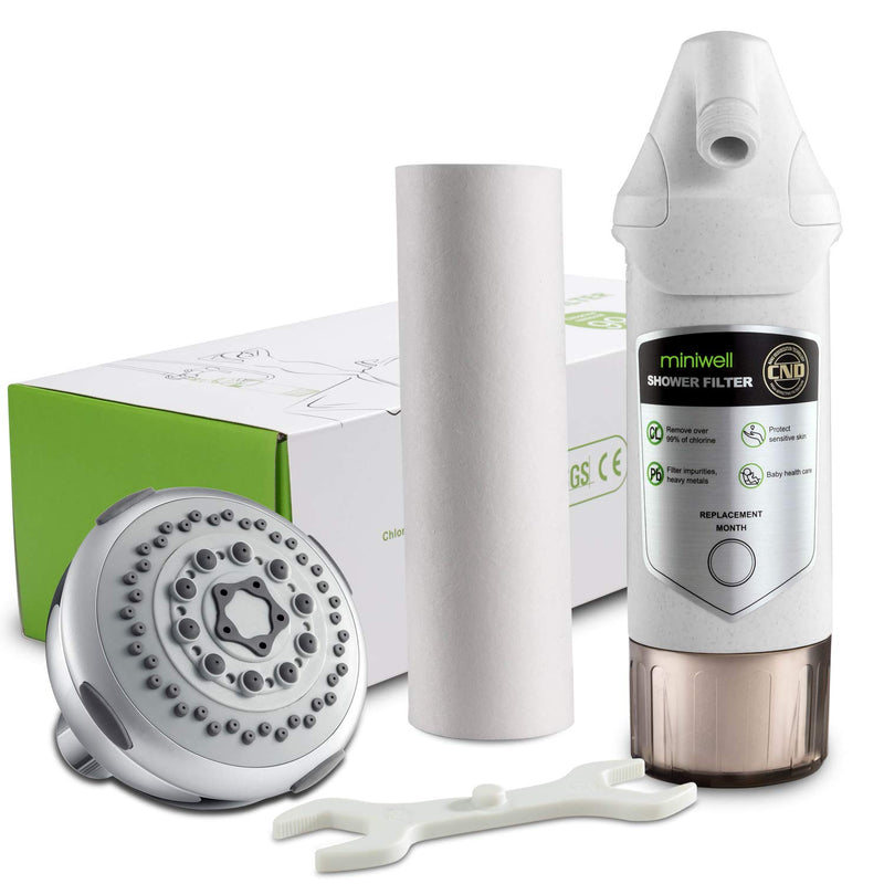 miniwell Shower Filter 720-Plus with replaceable cartridges, shower head filter with Double Filters, remove 99% chlorine (Shower Filter w/Head)