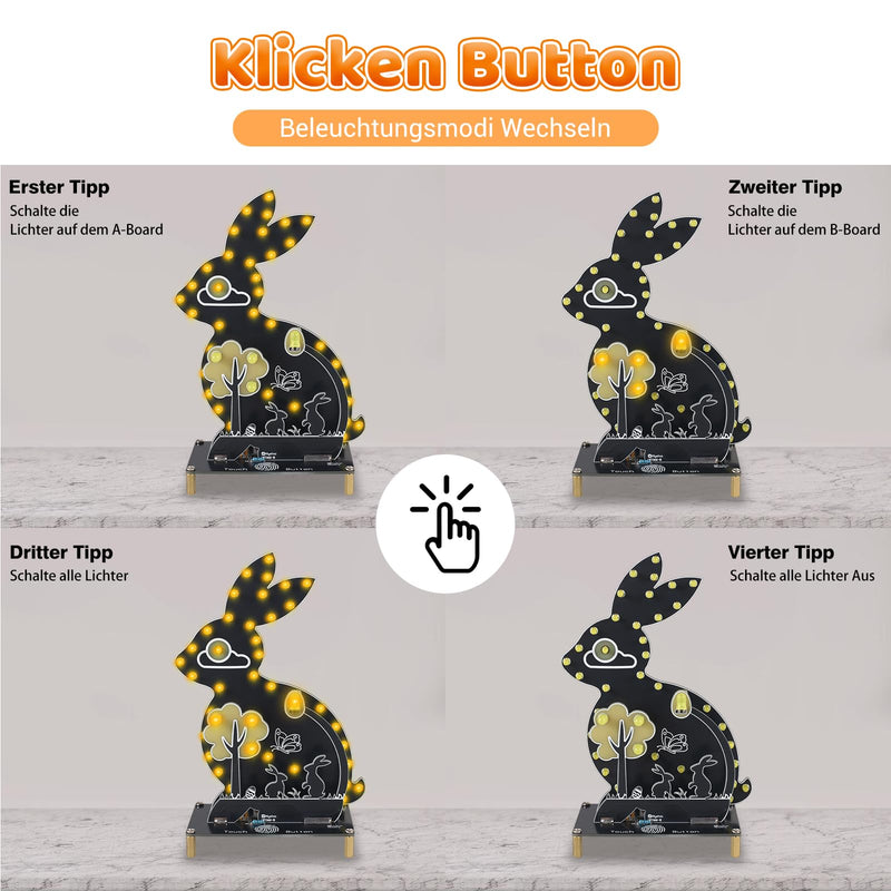 [Australia - AusPower] - ICrduioo Soldering Kit, Rabbit LED Light Soldering Exercise Kit, DIY Creative Electronic Kits, Teaching and Learning Training, DIY Soldering Project LED Lamps Kit with Touch Control, for Mint Fans 