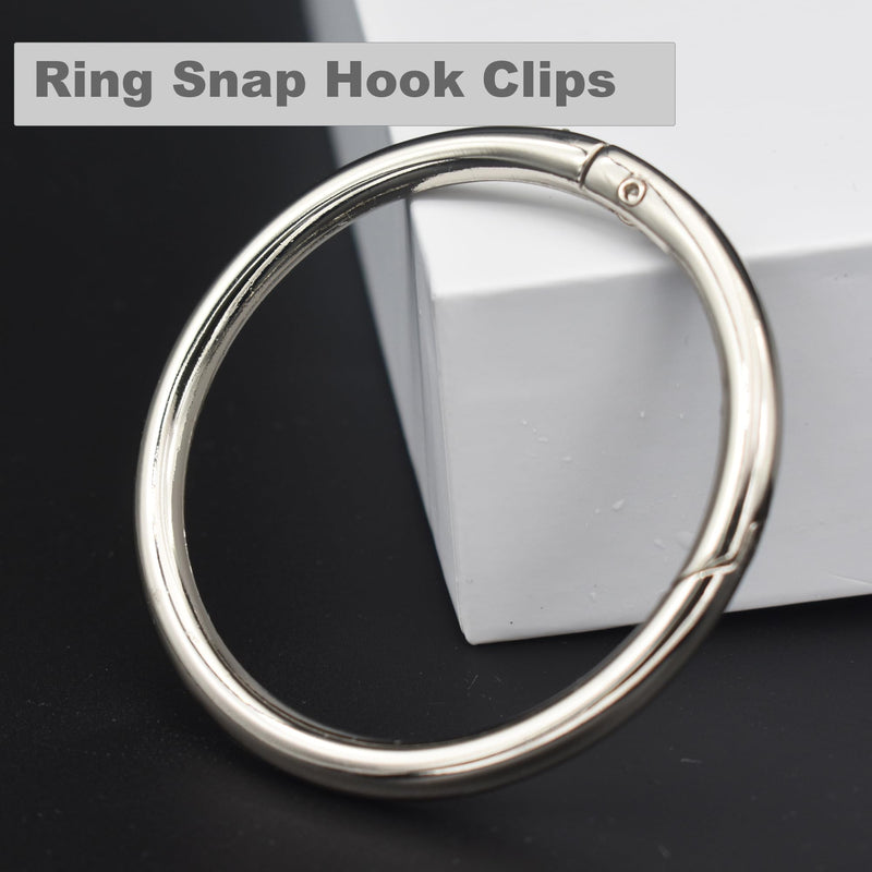 [Australia - AusPower] - 3/2.5/2/1.5 inch Big Round Carabiners Clips Metal Trigger Spring O Rings Snap Hooks DIY Charms Accessory for Keychains Bags Purses Crafts Making 2 inch(50mm)_10pcs Silver 