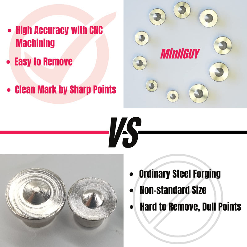 [Australia - AusPower] - Dowel Centers, Stainless Steel Dowel Center Transfer Plugs 10PCS with 5 Sizes of 1/4" 3/8" 5/16" 7/16" 1/2" Dowel Centering Pins Joinery Accessories -by MinliGUY Woodworking Tool Imperial Sized 
