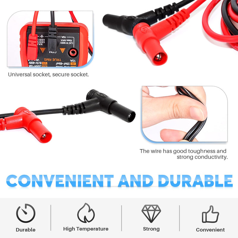 2PCS 1000V 20A multimeter Leads & 2PC 1000V 10A Crocodile Clips Multimeter Test Leads (2) 2