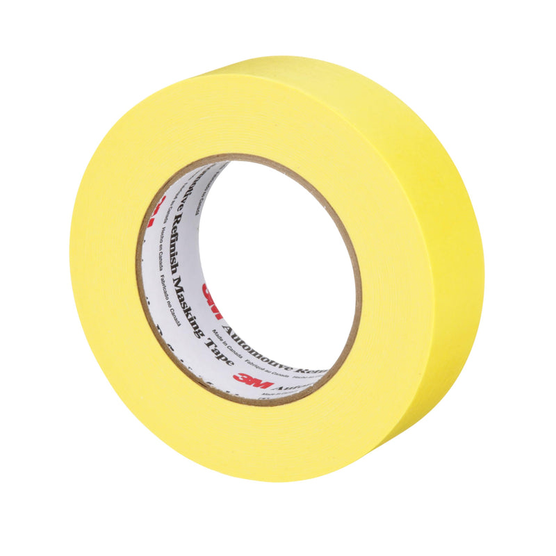 3M Automotive Refinish Masking Tape 388N, 06654, 36 mm x 55 m, Yellow, Crepe Backing, Moisture Resistant, Multi-Purpose 36 mm x 55 m (1 Roll)