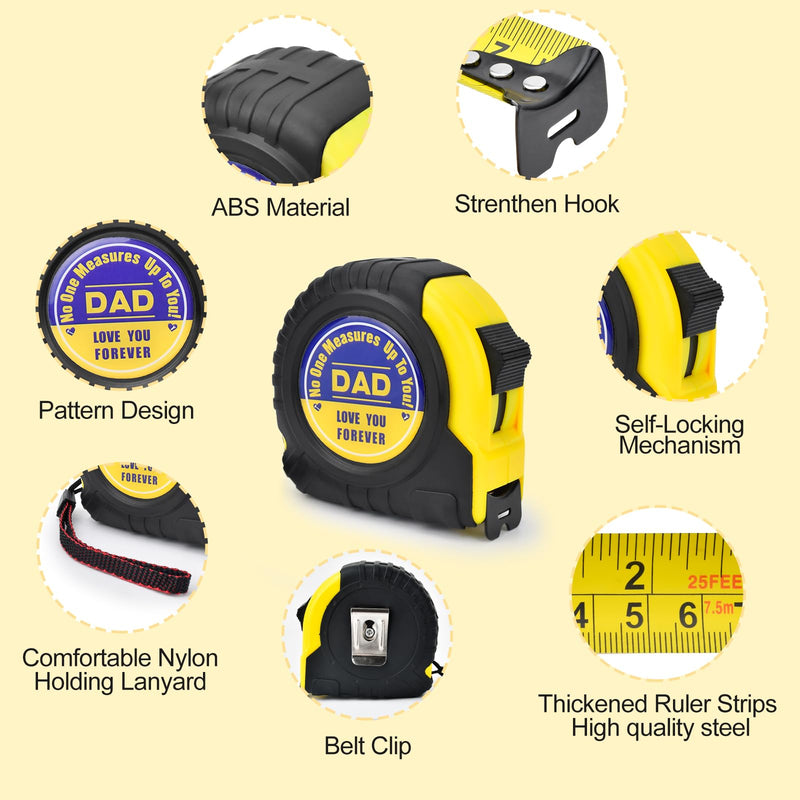 [Australia - AusPower] - Birthday Gifts for dad Stocking Stuffers for Men Ideal Christmas Gifts Cool Gadgets for Husband Grandpa from Daughter Son Tool Woodworker Carpenter Gift, Engraved Tape Measure 25 FT 