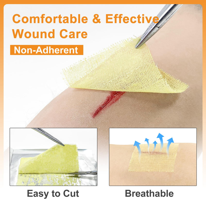 [Australia - AusPower] - Carbou Medical Xeroform Petrolatum Dressing 2"x2", 25 Individual Pack, Non-Adherent Gauze Pads, Soft Fine Mesh Gauze Patch for Wound Care, Burns, Lacerations, Skin Grafts & Surgical Incisions 2"x2" (Pack of 25) 