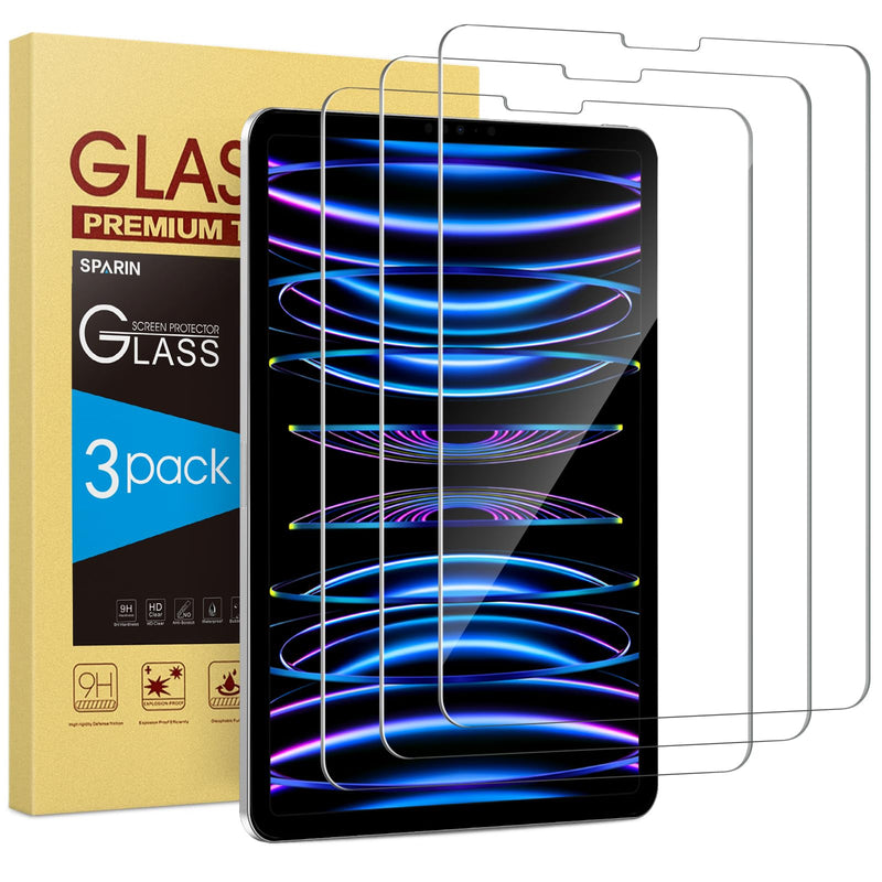 [Australia - AusPower] - SPARIN 3 Pack Screen Protector for iPad Air 5th/4th Generation 10.9 inch (2022/2020) iPad Pro 11 inch All Models, Tempered Glass for iPad Air 5/Air 4-Case Friendly 
