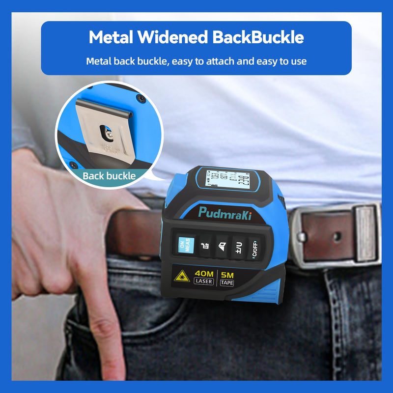 [Australia - AusPower] - 4-in-1 Laser Tape Measure 131Ft, Laser Crosshairs, 16ft Auto-Locking Tape, Digital Measurement Level, Backlit LCD Screen, Feet/Inches/Meters Unit Switching 