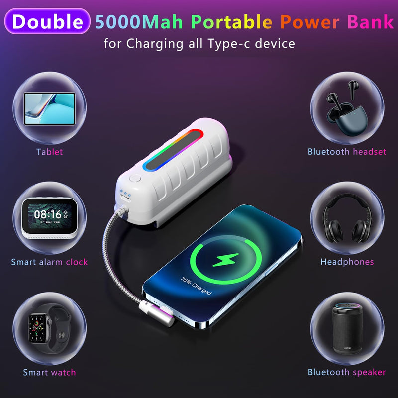 [Australia - AusPower] - Battery Pack for Oculus Quest 2, 5000mAh Extended Power with Multi-Colors RGB Lights Compatible with Original Meta Quest 2 Head Elite Strap Extra 2-4H Playtime 2 Pack (5000mah+ 5000mah) 2 battery packs 