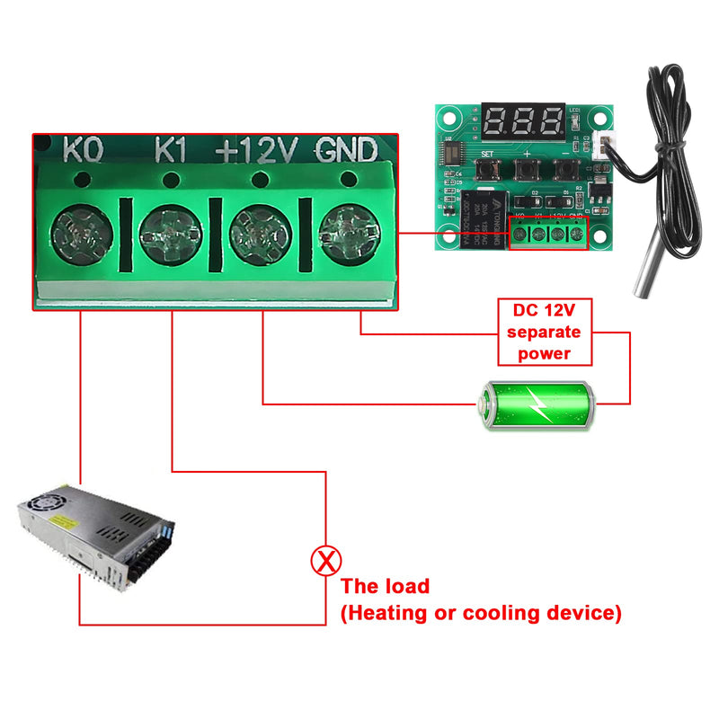 [Australia - AusPower] - 2PCS W1209 Temperature Controller Module,LED Display Digital Thermostat Module with Case DC 12V Digital Electronic Temperature Temp Control Module Switch with Waterproof NTC Probe -50~110℃(Red) 2PCS x Red 
