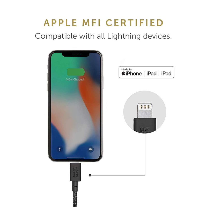 Native Union Belt Cable USB-C to Lightning - 10ft Ultra-Strong Reinforced Cable [MFi Certified] for iPhone 14, Phone 14 Plus, iPhone 14 Pro, iPhone 14 Pro Max, iPhone 13 and Earlier (Cosmos) Cosmos