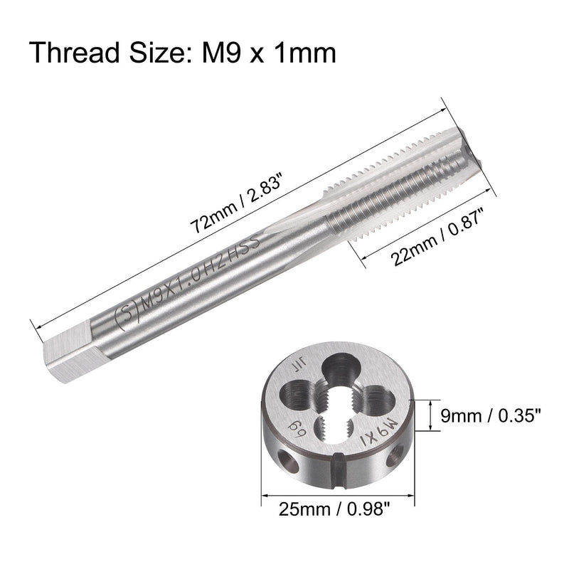 [Australia - AusPower] - uxcell M9 x 1mm Metric Tap and Die Set, Machine Thread Screw Tap with Round Threading Die, Tap & Die Kit for Nut Screw Bolt Thread Repair 