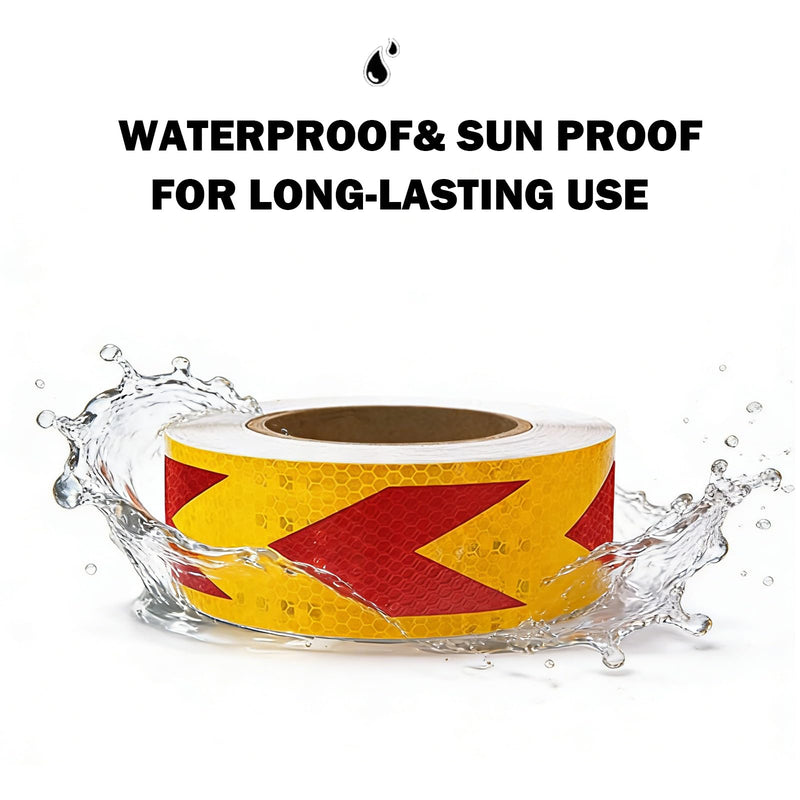 Arrow Reflective Tape 2" Outdoor Waterproof High Visibility Strong Adhesive Caution Reflector Safety Warning Conspicuity Tape Industrial Marking Tape for Vehicle Trailer Boat Sign (Red&Yellow, 82FT) Red&Yellow
