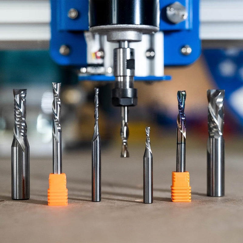 [Australia - AusPower] - SpeTool Spiral Groove Cutter 8 mm Shaft Compression 32 mm Cutting Length Spiral Cutter Groove Cutter CNC Milling Cutter Solid Carbide End Mill TAC Coating Cutter for Router Wood Cutter Router Bit Slot 1 With TAC coating 
