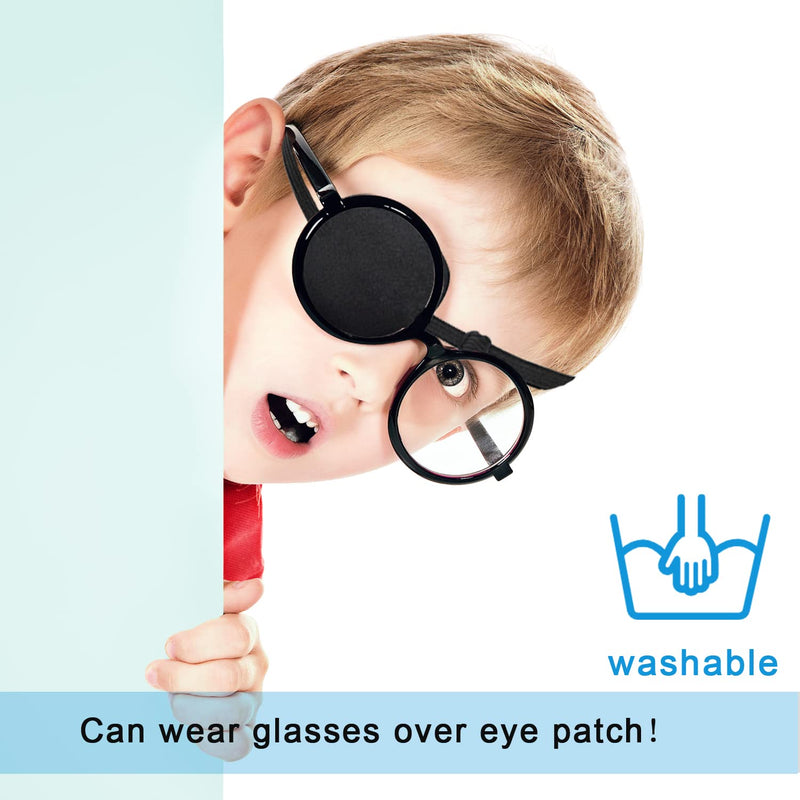 [Australia - AusPower] - 2PCS Eye Patch, Medical Eye Patches for Adults, Adjustable 3D Eye Patch, Soft Amblyopia Lazy Eye Patches for Left or Right Eyes, for Adults and Kids (Black, Blue) Black & Blue 