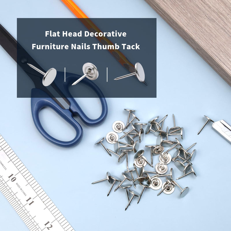 [Australia - AusPower] - 200Pcs Flat Head Upholstery Tacks Home Furniture Decor Tacks Upholstery Nails Flat Push Pins Flat Thumb Tacks Silver (11mmx17mm) 11*17mm(200Pcs) 
