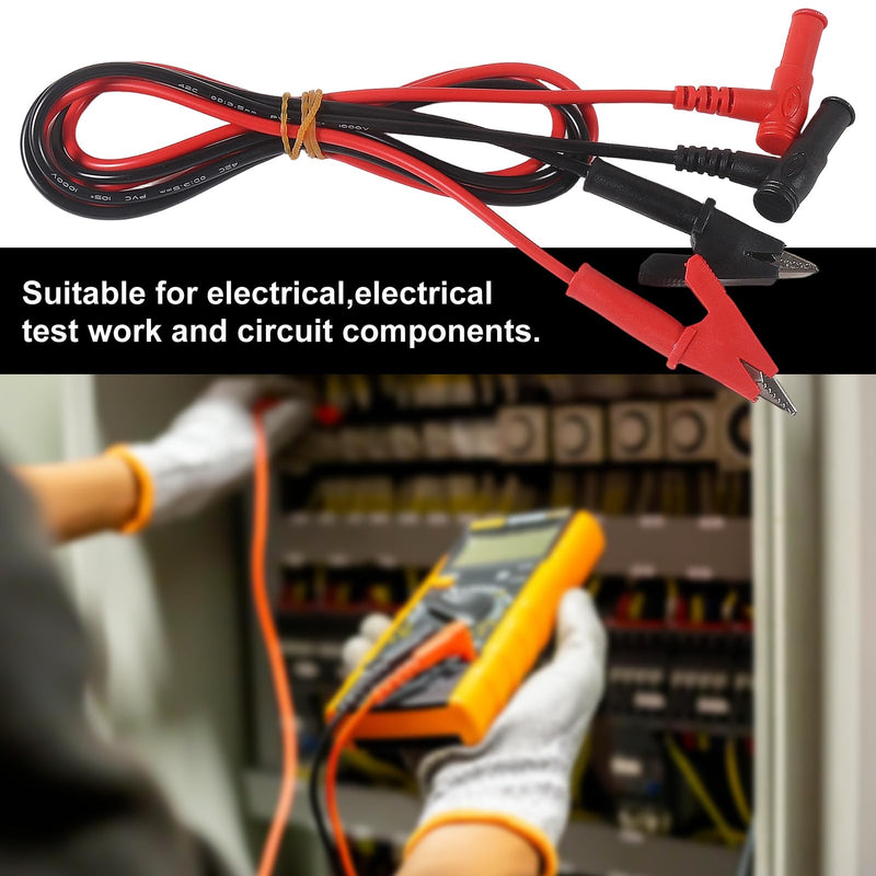 [Australia - AusPower] - 4PCS Alligator Clip Test Leads Banana Plug Right Angle to Alligator Clips Multimeter Test Leads 14 AWG Soft Test Cable Wires for Electrical Testing 3.3ft/1m 