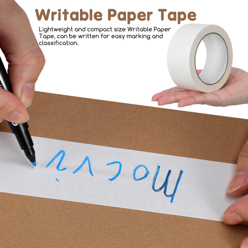 White Packing Tape 2 Rolls Writable Kraft Paper Packing Gummed Tapes Water Activated Heavy Duty Industrial Packaging Shipping Kraft Papers 3000.00X4.50X0.01CM