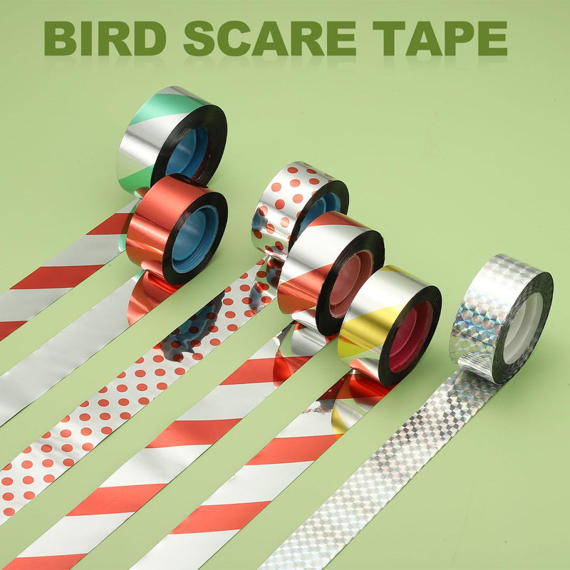 MECCANIXITY 328ft Long 2" Wide Red Dual Side Reflective Holographic Flash Bird Scare Tape Ribbon to Keep Birds Away, Hang Tie on Garden Farm Orchards Balcony Patio Yard Fence 328ft x 1.89in