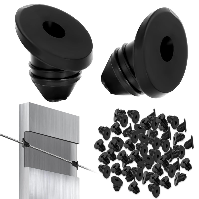 [Australia - AusPower] - VANESA 100 Pack 30 Degree Black Cable Railing Rubber Grommets Protector Sleeve, 1/8" Cable Railing Post Protector Sleeves for 1/8" 5/32" 3/16" Wire Rope, Cable Railing Kit for Indoor Outdoor Metal 