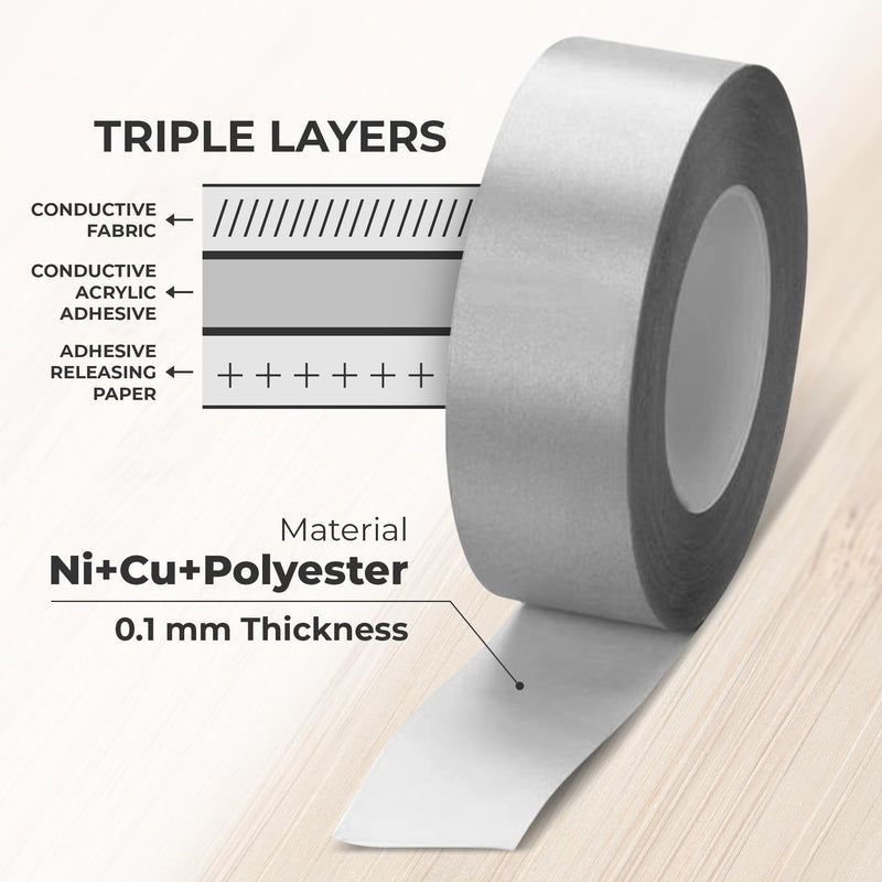 MWRF Source Conductive Cloth Fabric Adhesive Faraday Tape (2.4-inch x 65ft); EMI Grounding; RFID Signal Attenuation; Radio Frequency Signal Attenuation; Guitar Interference Shielding 2.4-inch x 65ft