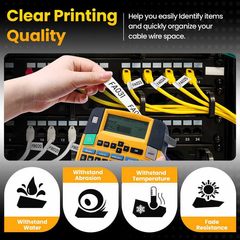 [Australia - AusPower] - Rhino Label Tape 3/4'' Replace for DYMO 18489 Industrial Flexible Nylon 19mm A18489 for DYMO Rhino 4200, 5200, 5000, 6000 Label Makers, 3/4'' x 11.5', 4-Pack, Black on White 