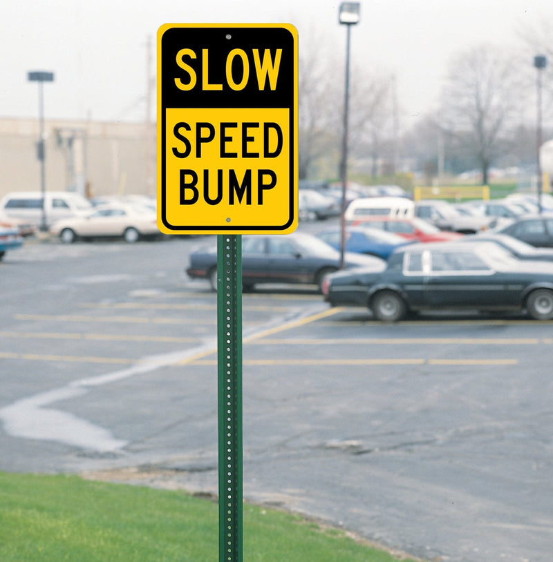 Brady 124486 Traffic Control Sign, Legend "Slow Speed Bump", 18" Height, 12" Width, Black on Yellow
