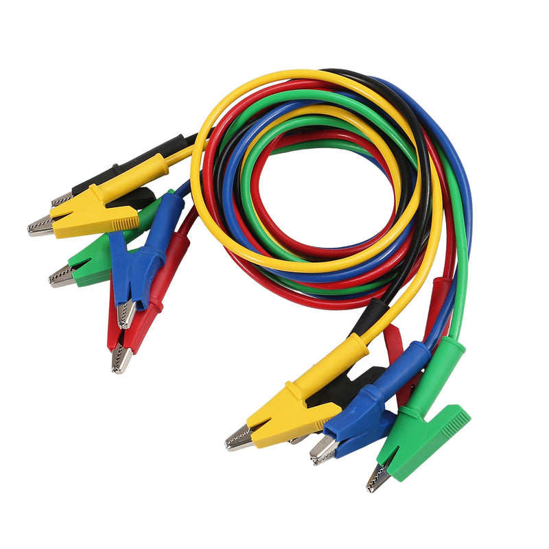 [Australia - AusPower] - 5PCS Alligator Clips Test Leads Dual Ended Crocodile Wire Cable with Insulators Clips Test Flexible Copper Cable for Electrical Testing 3.3ft/1m 