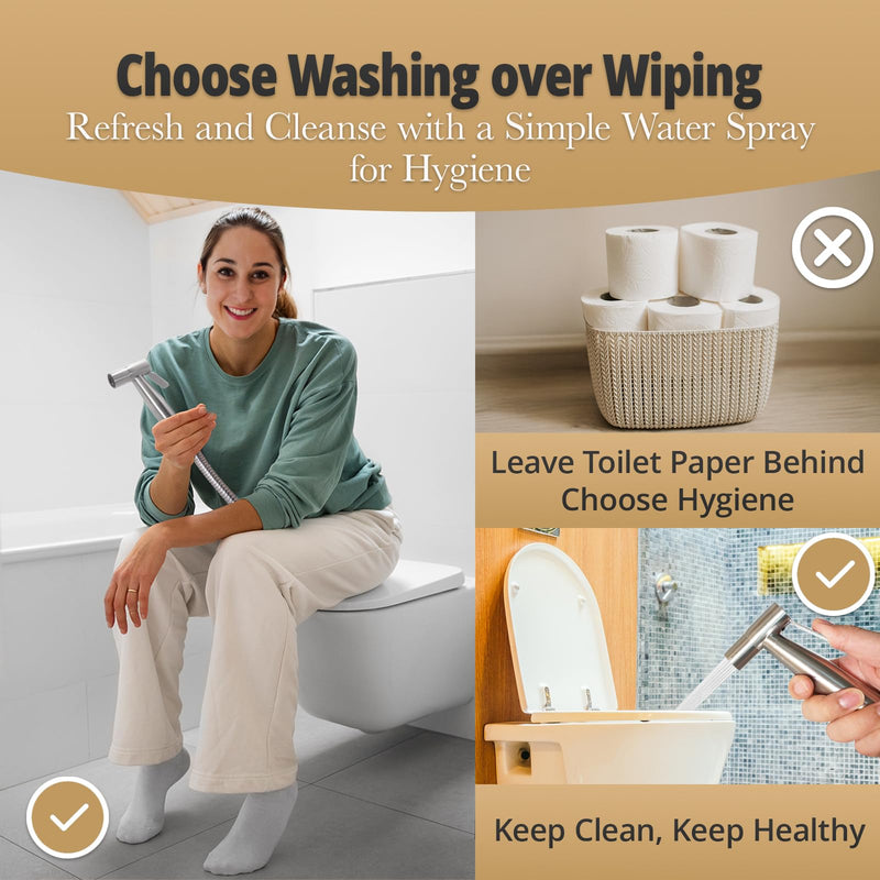 Handheld Bidet Sprayer for Toilet – Adjustable Water Pressure, Stainless Steel Jet Spray Kit with Bidet Hose - Feminine Wash, Muslim Shower, Diaper Cleaning (Sprayer Heads, 2 Sets) Sprayer Heads