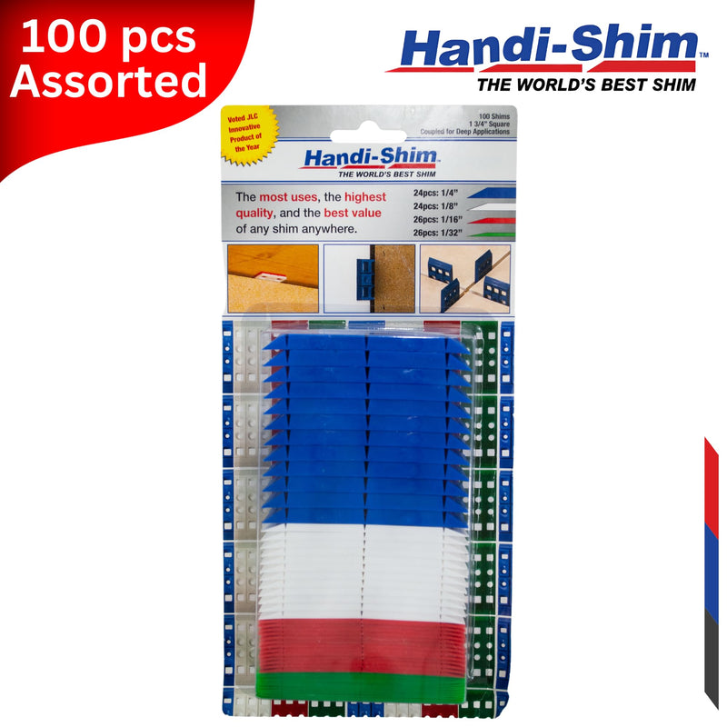 [Australia - AusPower] - Heavy Duty Reusable Plastic Construction Shims for Spacing, Leveling, Plumbing and More - 100 Piece Assorted Pack (4 Sizes 