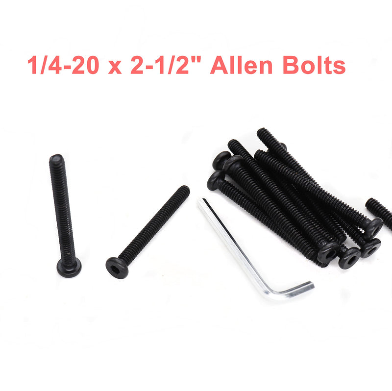[Australia - AusPower] - 12pcs Black 1/4-20 x 2-1/2" Socket Cap Screws Allen Head Bolts with One Hex Key 1/4"-20 x 2-1/2" 12pcs 