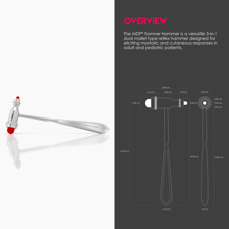[Australia - AusPower] - MDF Instruments, Tromner Neurological Reflex Hammer with Pointed tip Handle for cutaneous and Superficial responses - Free-Parts-for-Life & Lifetime Warranty - Red (MDF555-02) 