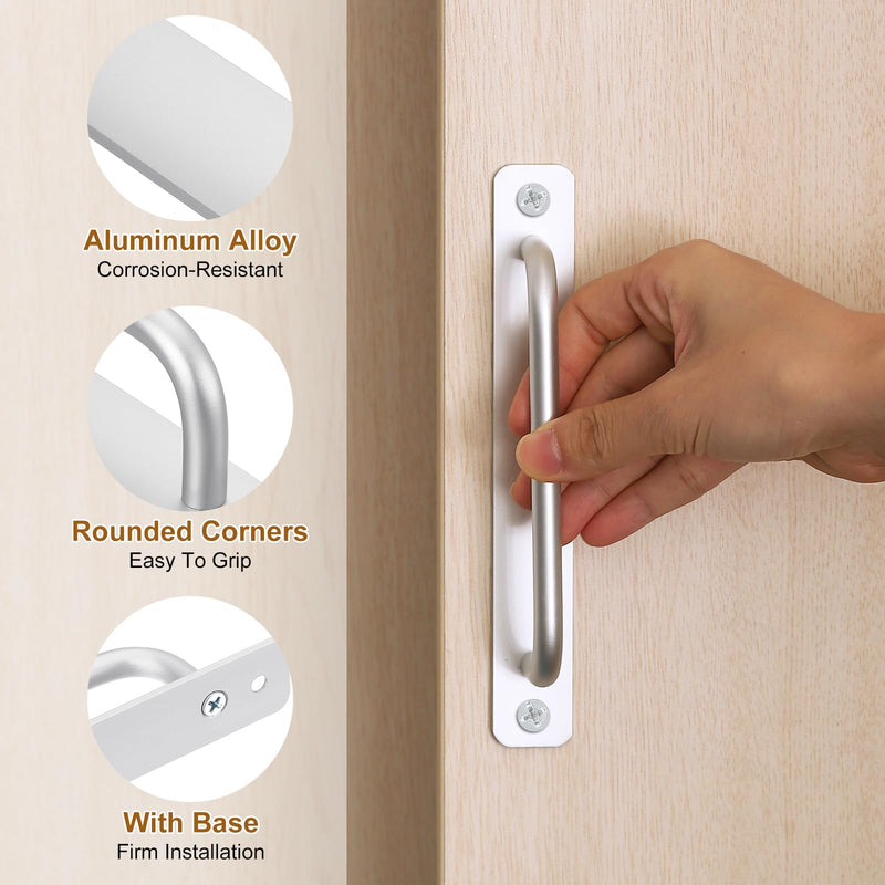 [Australia - AusPower] - uxcell 2Pcs Barn Door Handles, 224mm / 9 Inch Hole Center Sliding Gate Door Pull Handle Aluminum Alloy Cabinet Handles with Base and Screws for Kitchen Bathroom Wardrobe Closet (Silver) 9" Hole Center Silver 