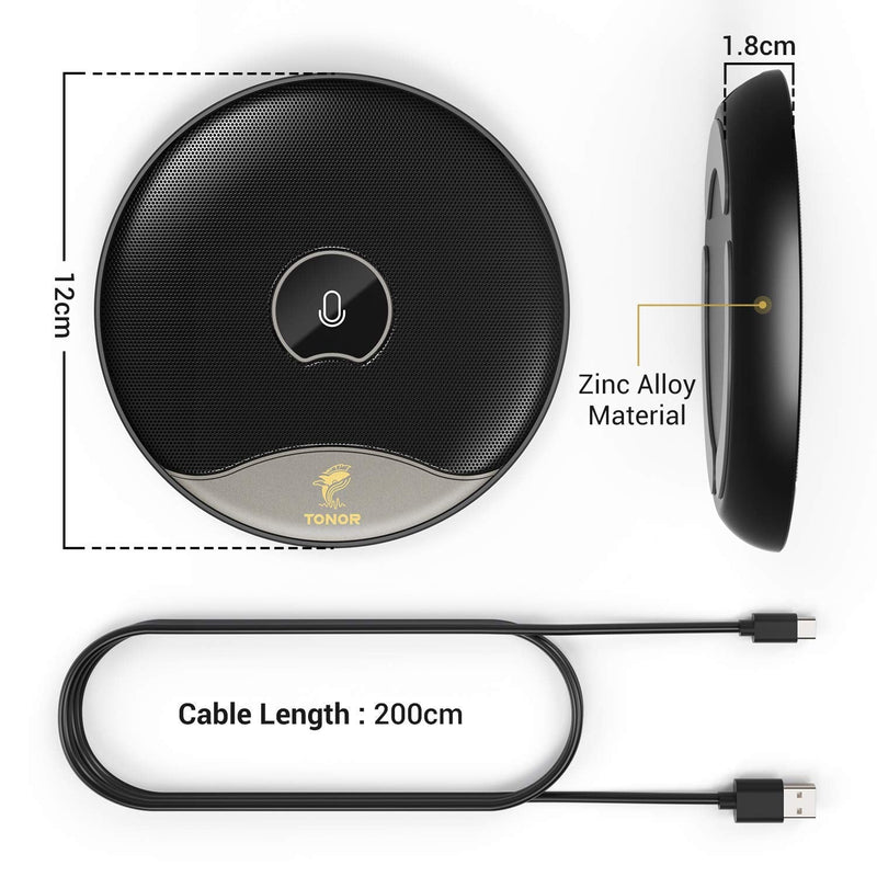 [Australia - AusPower] - TONOR USB Conference Microphone, 360° Omnidirectional PC Computer Condenser Mic with Mute Button for Online Meeting/Class, Zoom Call, Skype Chatting, Plug & Play (TM20) 