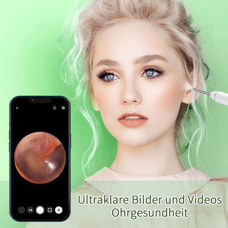 Earwax Remover Otoscope, VITCOCO 1920P Ear Cleaner Camera, IP67 Waterproof Ear Camera with 6 LEDs, 3.0 mm Diameter WiFi Ear Cleaner, for iPhone, iPad and Android Smartphones, White