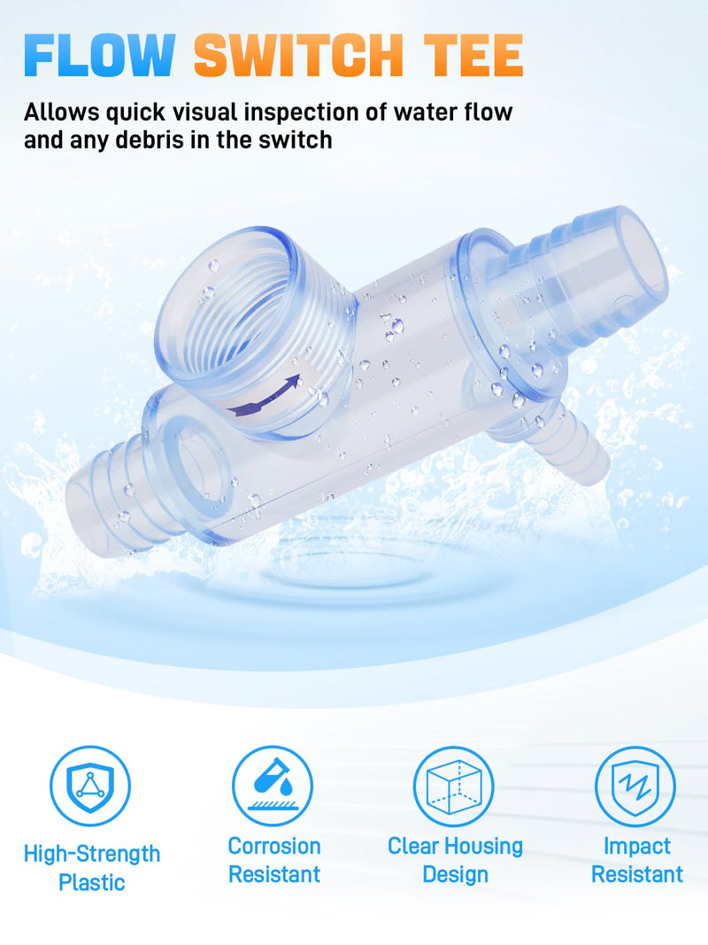 [Australia - AusPower] - 2560-040 Pool Flow Switch with Tee & Cable Compatible with Sundance Spas, Jacuzzi Hot Tub and Sweetwater Spas, Flow Sensor Replace# Q-12DS-C2 
