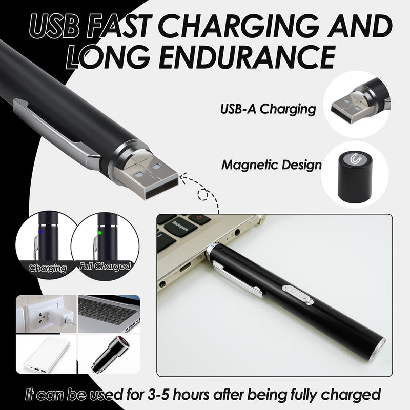 [Australia - AusPower] - Penriter Medical Pupil Light, Rechargeable USB Diagnostic Light with Pupil Meter and Ruler, LED Pen Lamp with Pocket Clip and 2 Light Sources for Nurses Students Doctors 