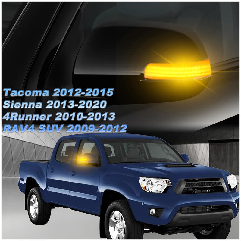 Smoke LED Side Mirror Marker Lights Compatible with 2012-2015 Toyota Tacoma, 2013-2020 Sienna, 2010-2013 4Runner, 2009-2012 RAV4 - Amber Dynamic Turn Signal Indicator Lamp Assembly (SMOKE) SMOKE