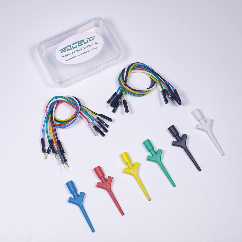 [Australia - AusPower] - Test Lead Set, Mini Grabber Test Hook Clips Silicone Jumper Wires Cable for Logic Analyzer Electrical Testing, 60 V, 3A(6 Colors 18PCS) 
