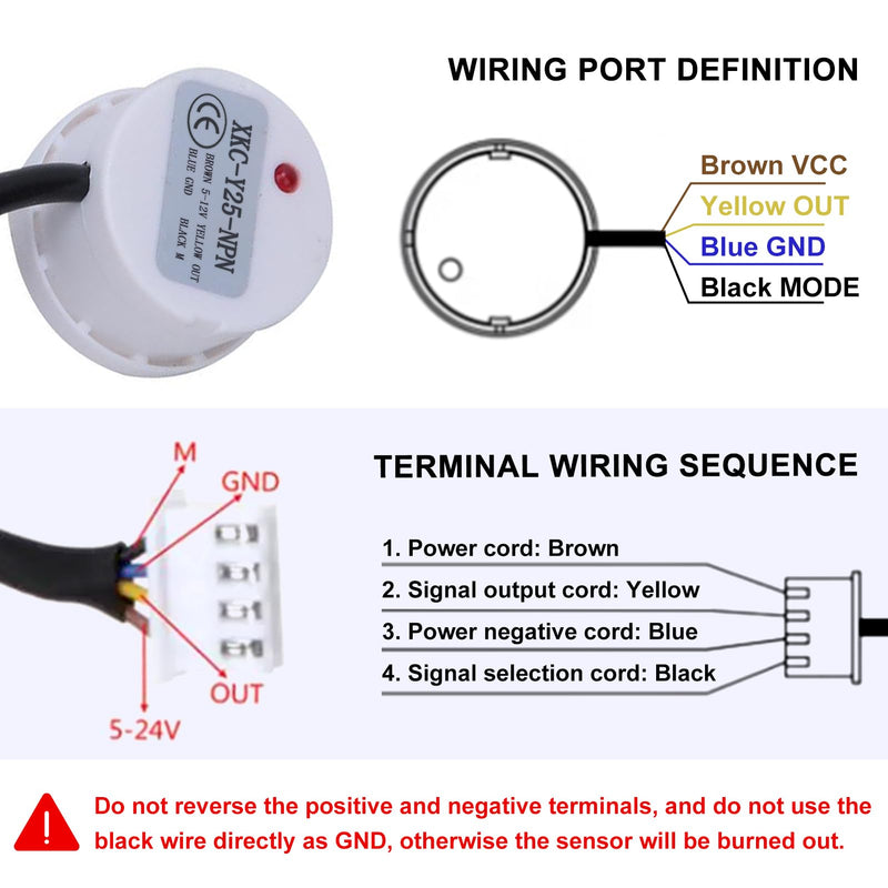 Liquid Level Sensors, Level Sensor Non-Contact NPN Output Interface IP67 Waterproof XKC Y25-NPN 5-12V