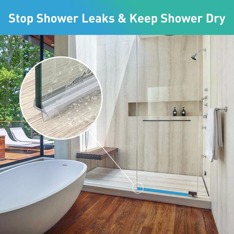 Shower Door Bottom Seal, 2 PCS 1/4" x 36" Shower Door Sweep for 1/4 Inch Glass, Frameless Glass Door Seal Strip,Stop Shower Leaks and Create a Water Barrier (6MM) For 1/4" Glass
