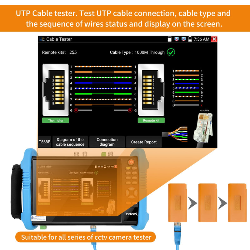 [Australia - AusPower] - Rsrteng Network Cable Tester,2PCS Remote Kits NO.255 for RJ45,Cat5,Cat6, 5E,6E,Support Measure Length,Host/Test Box Fault Location,Short Circuit Test,Working with CCTV Camera Tester 2pcs NO.255 