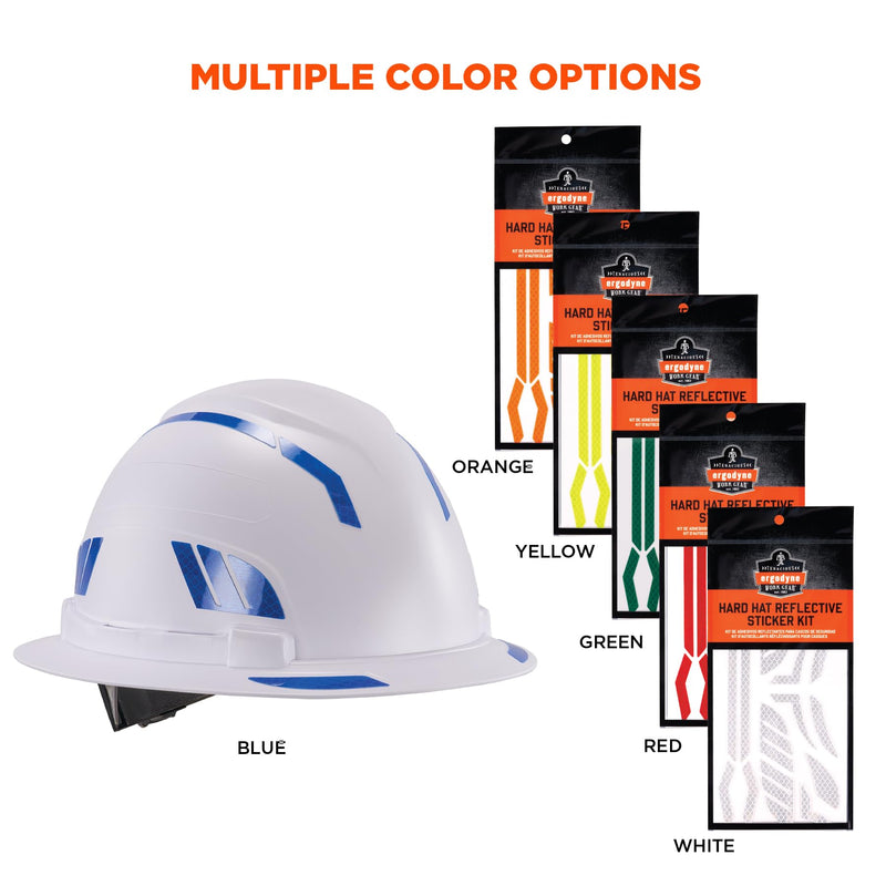 Ergodyne Skullerz 8961 Reflective Hard Hat Stickers, Safety Helmet Strips, Hard Hat Accessories Adhesive Sticker Decal Kit