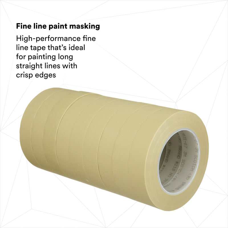 3M Scotch Fine Line Tape 218, High-Performance, Polypropylene Plastic, Instant Adhesion, Moisture and Solvent Resistant, Green Color, 1 in x 60 yd, 5.0 mil (Pack of 1)